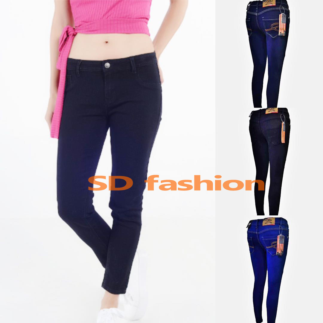 Low-waist Fitted Pants in Navy Blue