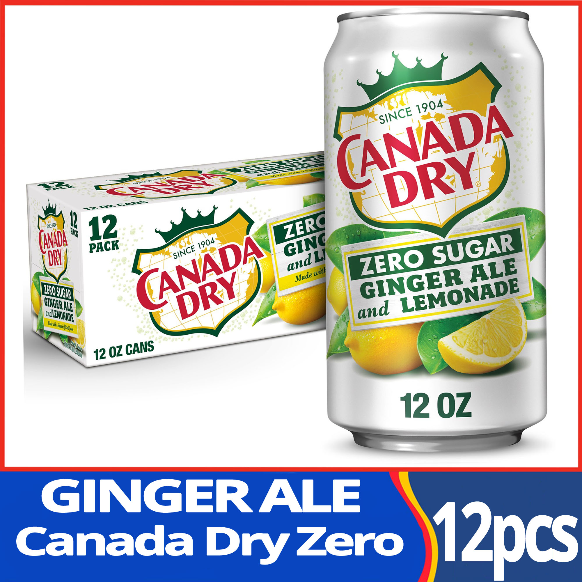 Canada Dry Zero Sugar Ginger Ale and Lemonade Soda, 12 fl oz cans, 12 ...