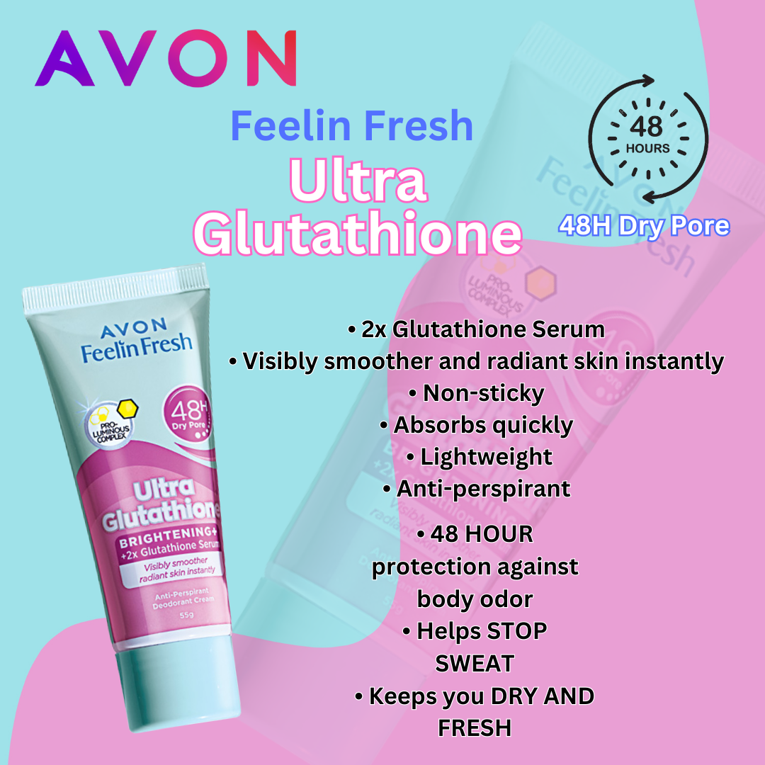 AVON Feelin Fresh Ultra Glutathione Quelch 55g Zynergia Deodorant Cream Cream Deodorant For Sensitive Skin Multiple Tube Options - Lazada