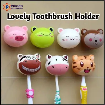Lovely 3D Cartoon Animal Head Sucker Toothbrush Holder Stand Cup Mount Wall Suction Grip toothbrush rack Bathroom Accessories Tooth brush holder