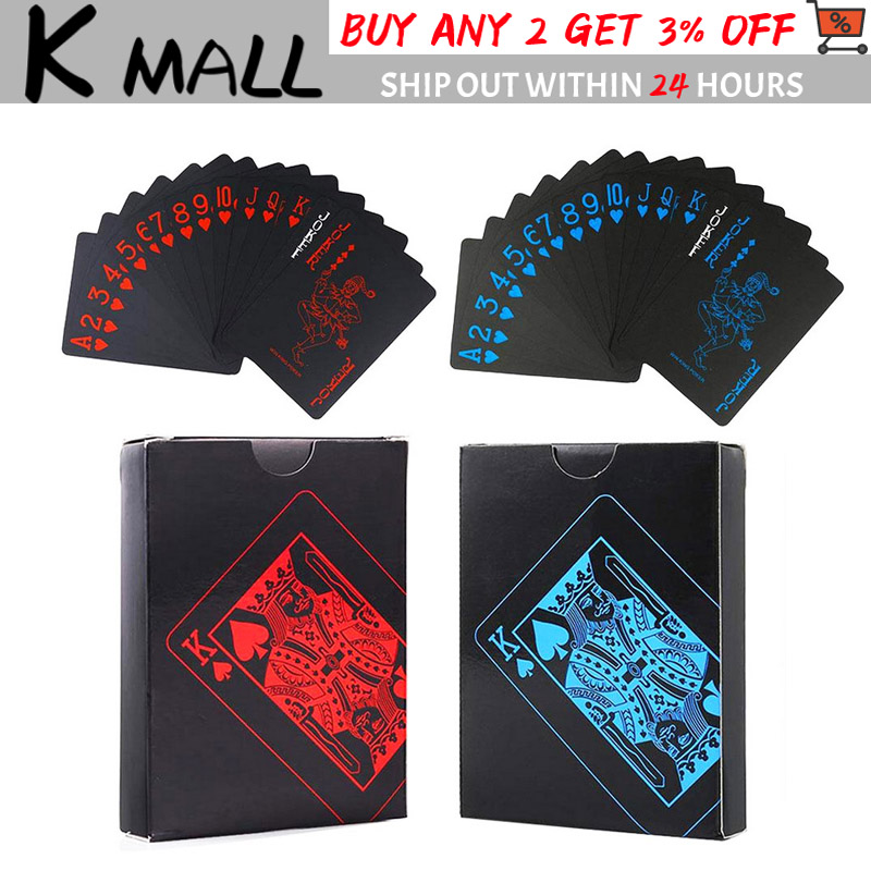 PVC Playing Cards Waterproof Pure Black Plastic Board Game Card PVC