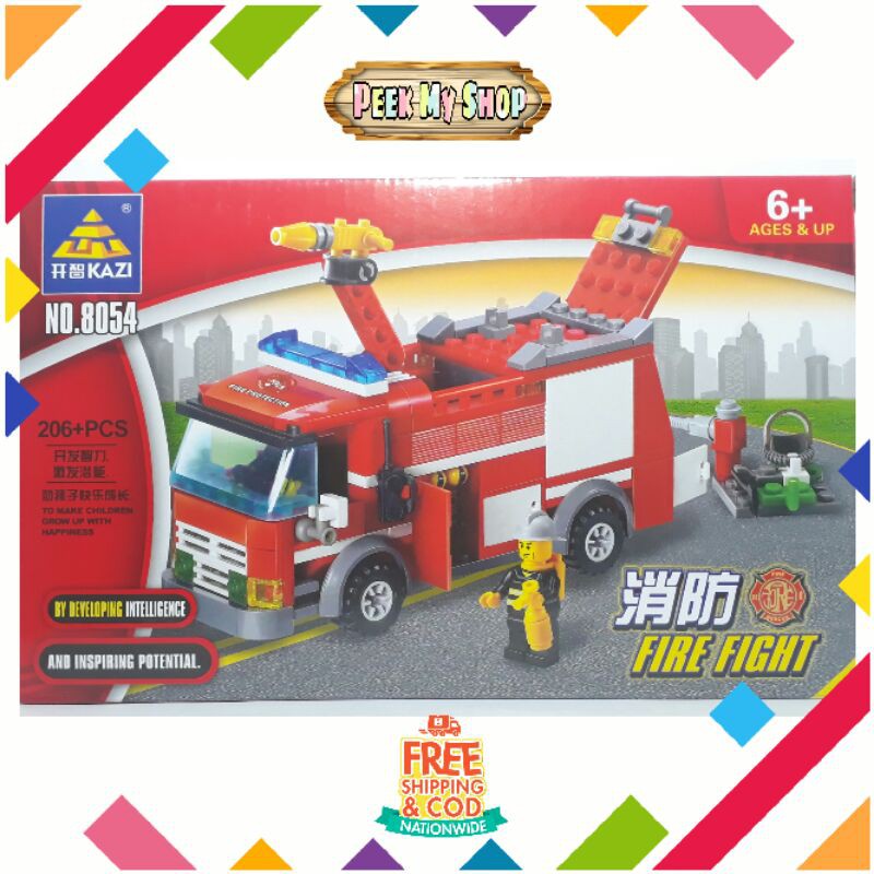 Kazi Delivery and Fire Fight Trucks MiniFigures Lego Compatible ...