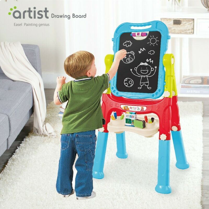 Double Sided Magnetic Display Art Easel Standing Writing Kids Children Drawing 