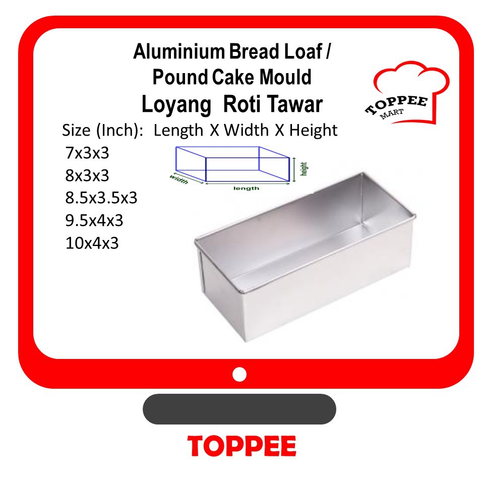 Thin Aluminium Cake Mould Square Tin Tray Loyang Kek Nipis 1in Segi Empat Acuan Kek Kuih