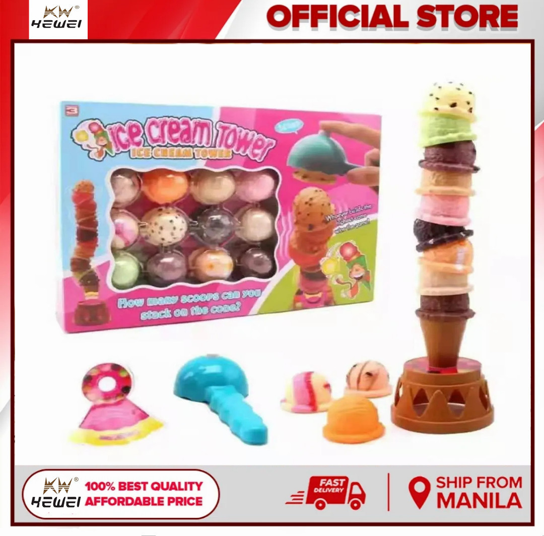 Ice Cream Stacking Tower with Scooper Balancing Fun Game Set