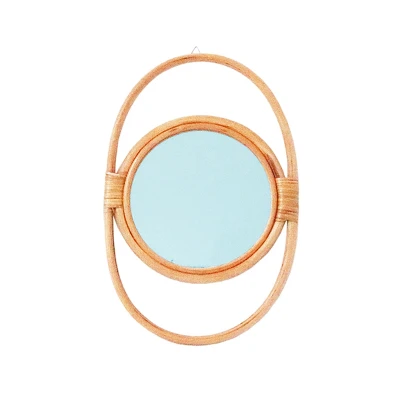 Rattan Dressing Mirror Innovative Art Deco Makeup Mirrors Bathroom Bedroom Wall Hanging Mirror Photo Props