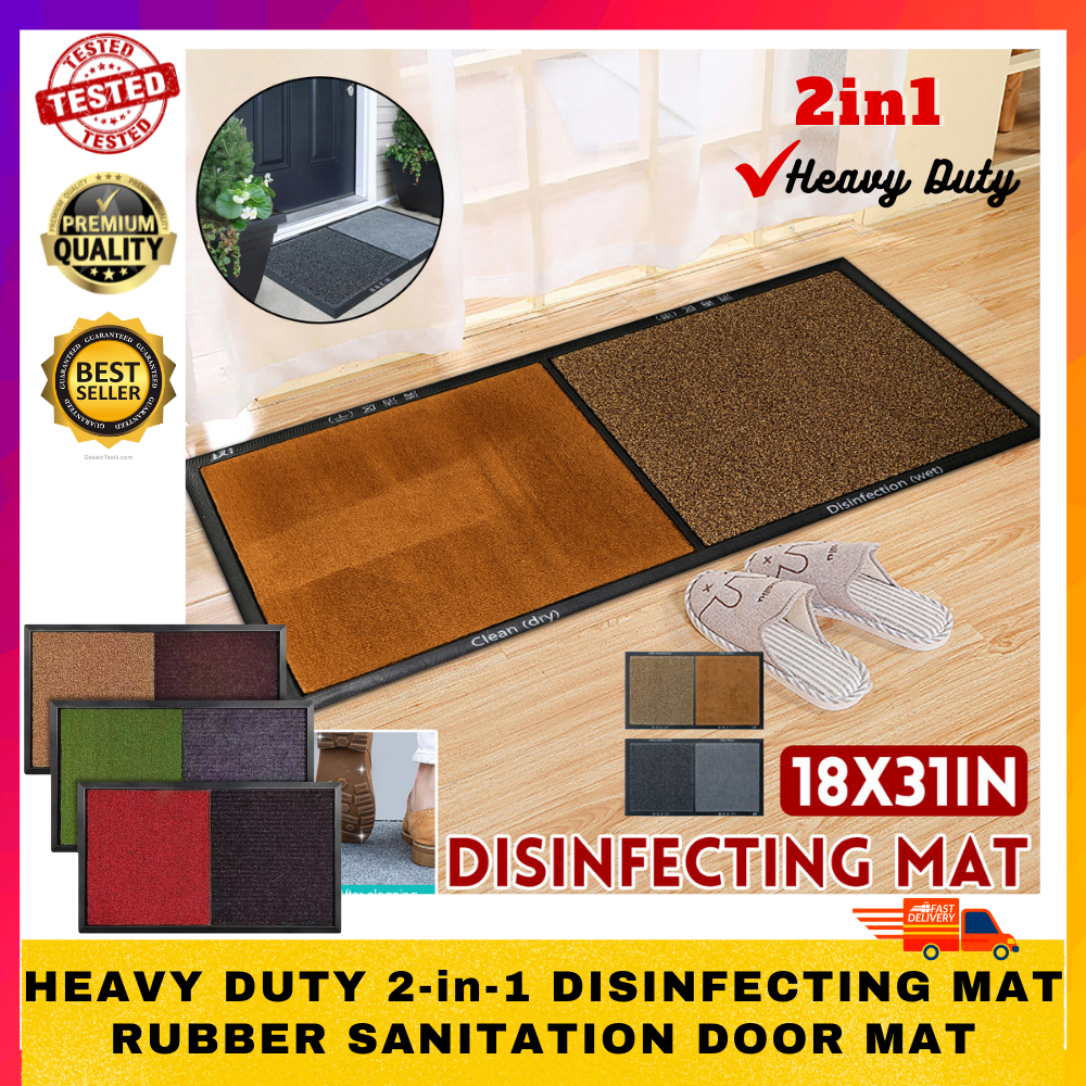 HEAVY DUTY 2 in 1 Disinfecting Mat Wet and Dry Sanitation Rubber Door Mat Shoes Disinfection Pad