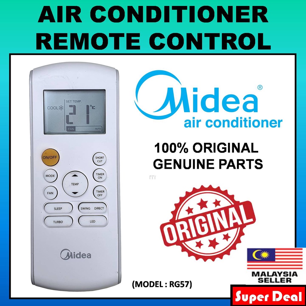 [] MIDEA Air Cond Aircond Air Conditioner Remote Control Replacement (RG57ORI) Lazada PH