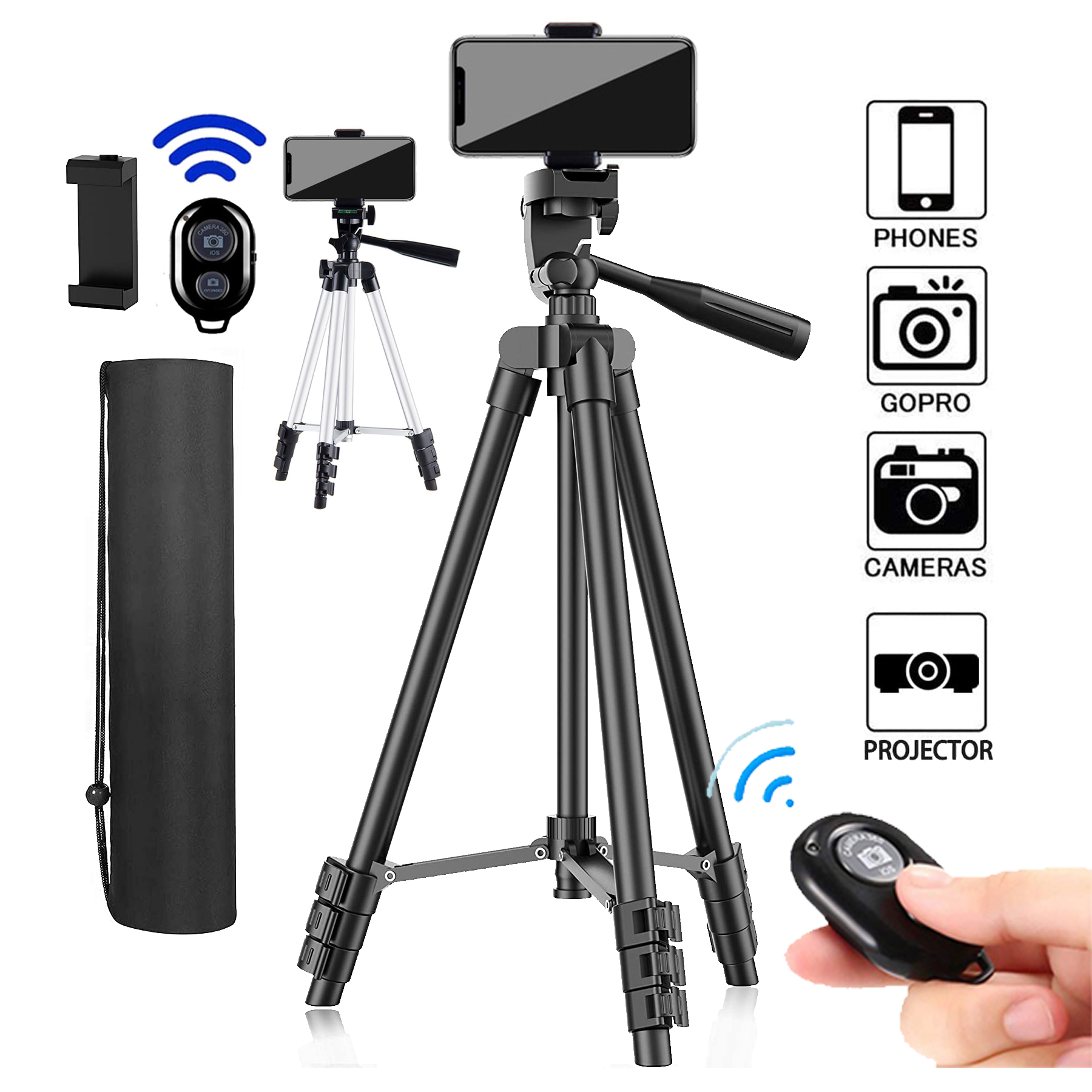Hands-free Video Viewing Video Call HelloCreate Handheld Tripod Portable Tripod Stand with Phone Clip Stand for Mobile Phones Apply to Live Broadcast 