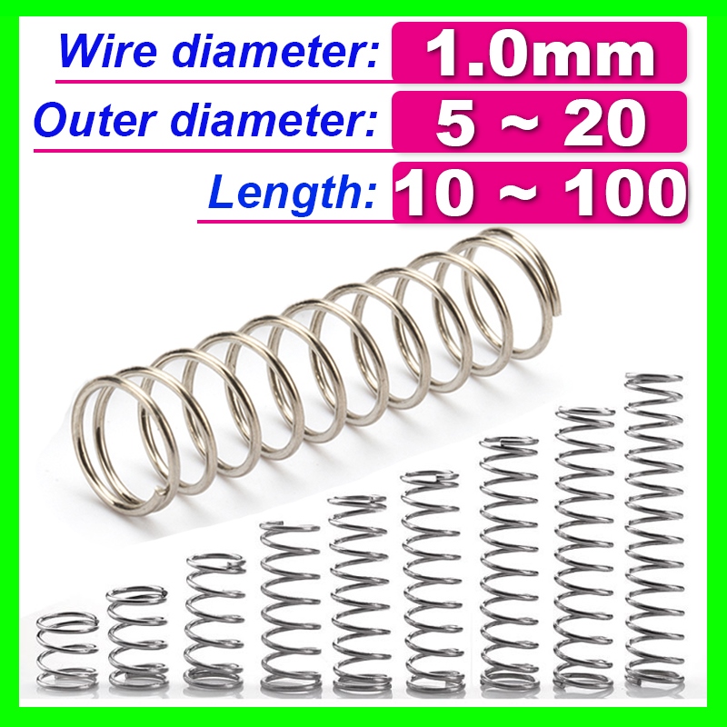 Wire Dia 1.2mm Compression Spring Pressure Spring OD 10mm-20mm Length 60mm-100mm 