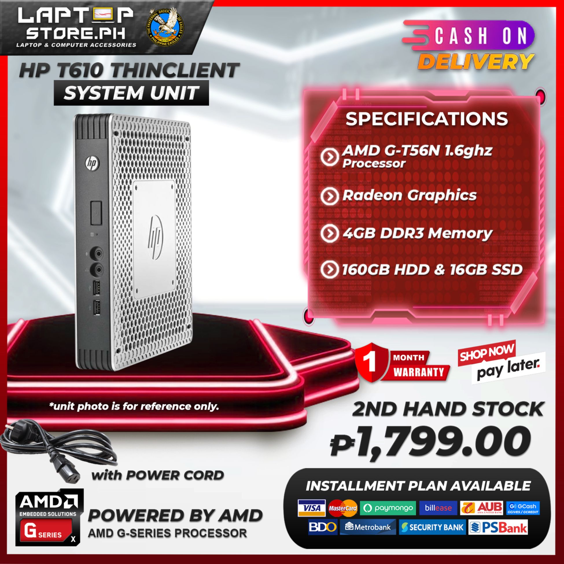 Computer Mini Desktop Package CPU HP Thin Client T610 AMD G