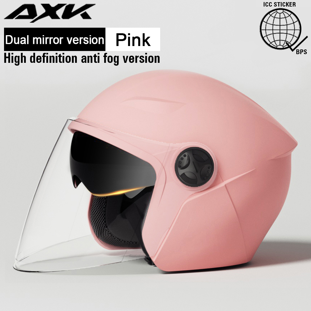 AXK 998 Double Mirror Motorcycle Half Face 54-62cm Helmets Open
