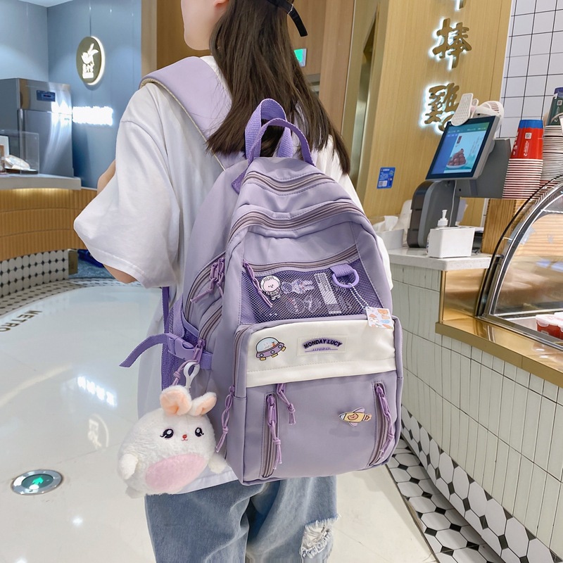 Yuanbang Korean Style Women Backpack School Bag for Teenage Girls Fashion Student Backpack, Adult Unisex, Size: 1 Pack, Purple