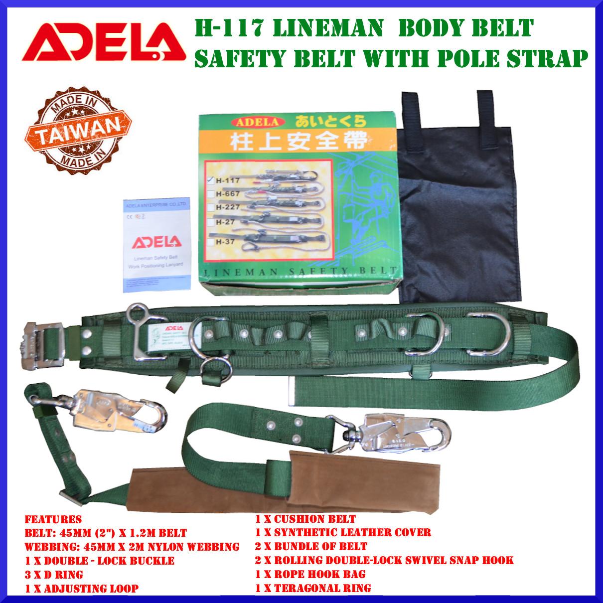 ORIGINAL Adela H117 Lineman Body Belt Safety Belt with Pole Strap Lazada PH