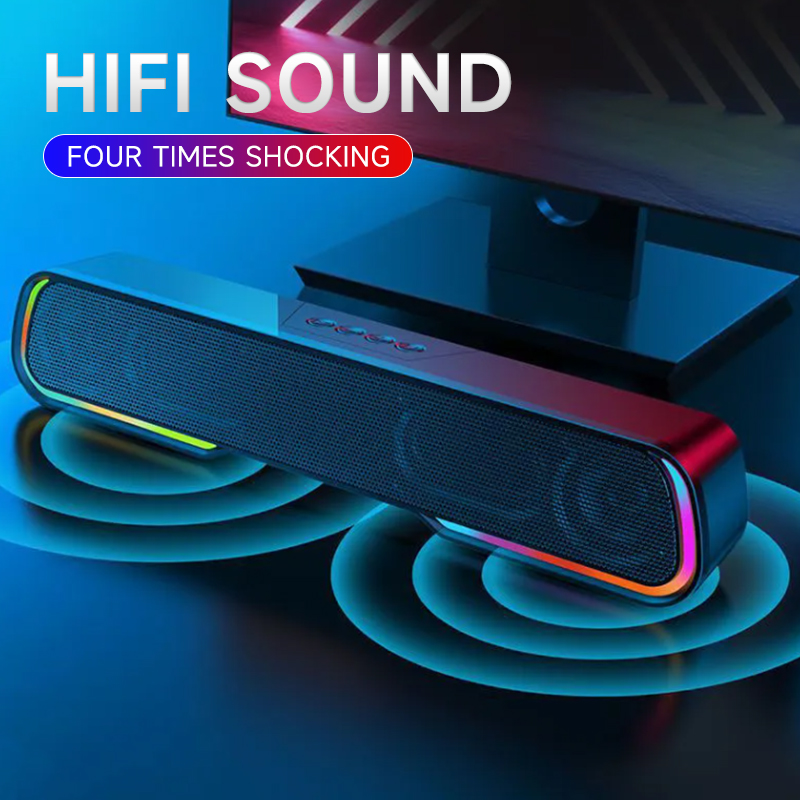 PC Gaming Soundbar Wired Computer Bluetooth Speaker Quad Stereo 3D ...