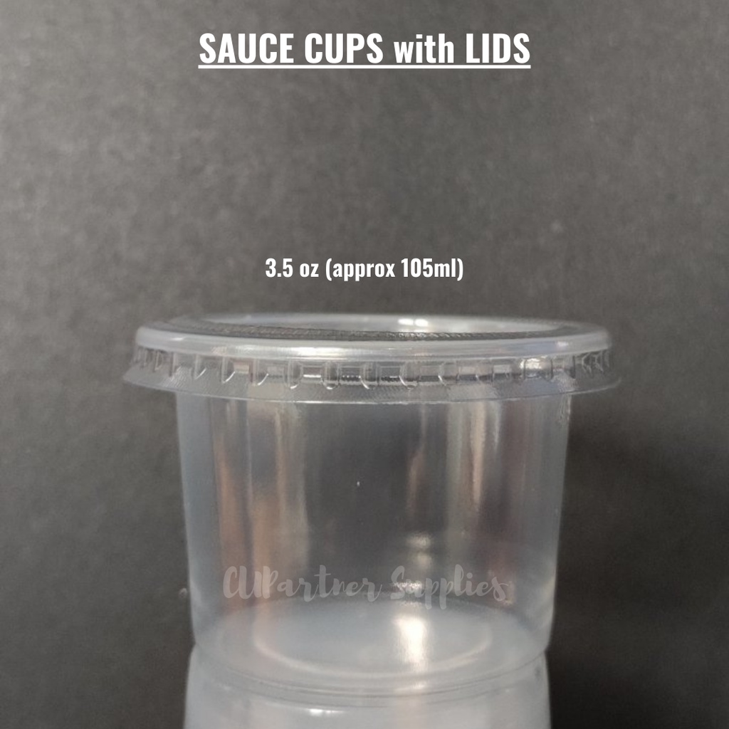 Plastic Cups Gravy Cups Condiments Cups Sauce Cups with Lids (50 pcs