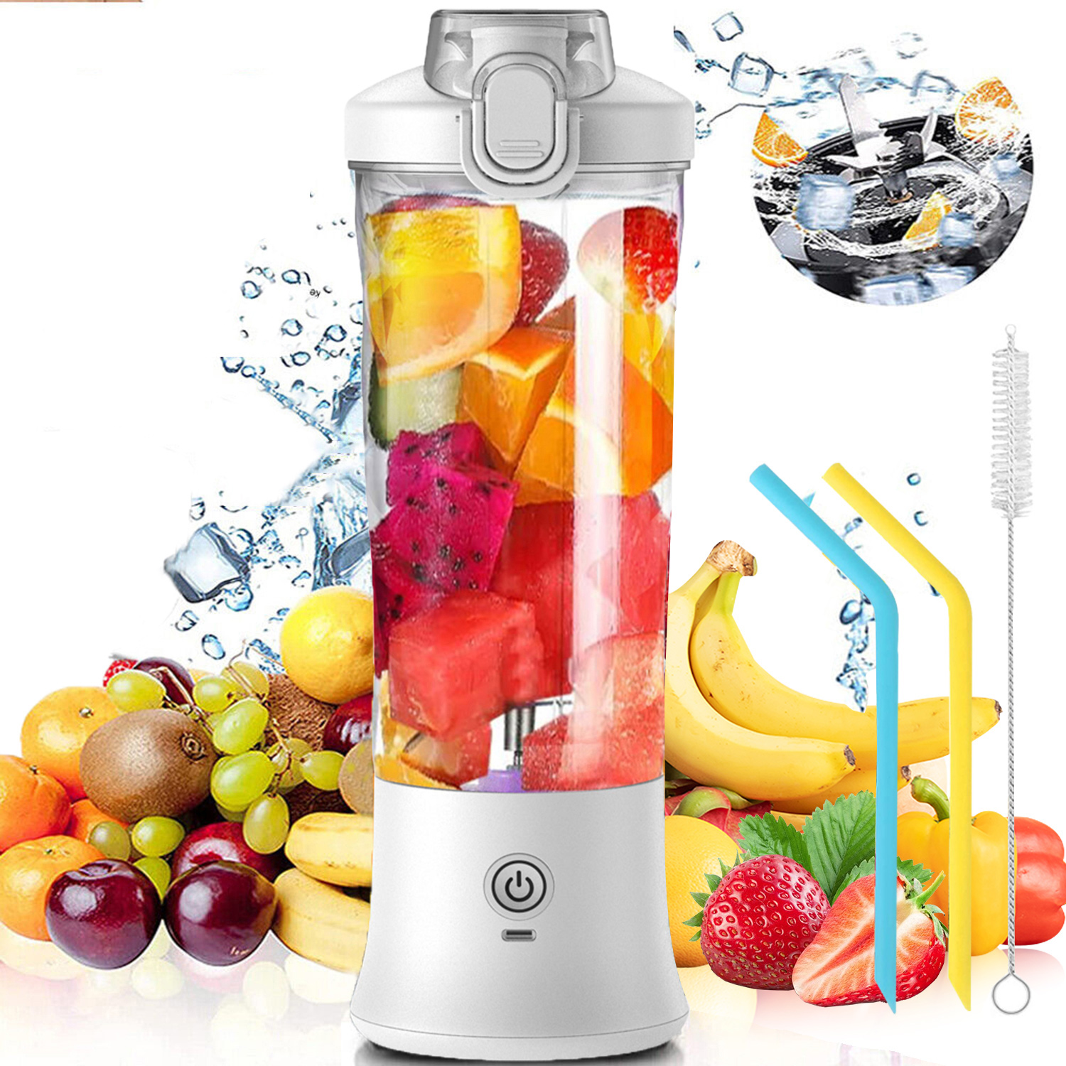 Portable Blender 600ML Electric Juicer Fruit Mixers 4000mAh USB  Rechargeable Smoothie Mini Blender Personal Juicer colorful Cup Lazada PH