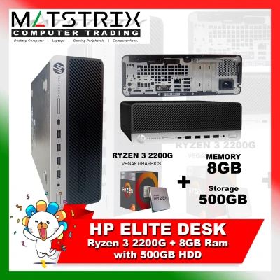 HP ELITE DESK Ryzen 3 2200G + 8GB Ram with 500GB HDD System Unit