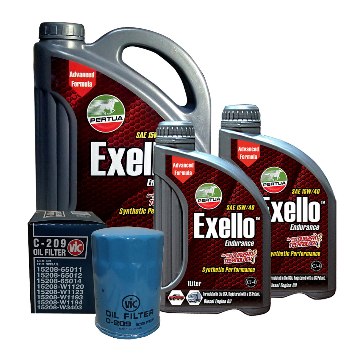 Pertua Exello Synthetic Performance Oil Change Bundle For Nissan Safari 4 2 1987 1999 Nissan Patrol 2 8 4 2 1987 1999 Nissan Frontier Td25 Td27 Qd32 1998 2005 Nissan Urvan 2 5 2 7 1986 2002 Nissan Terran 2 7 1986 2006