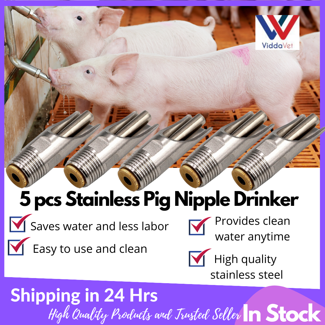 Pig Swine Livestock Stainless Steel Waterer Drinkers Nipples Water DrinkingBLND 