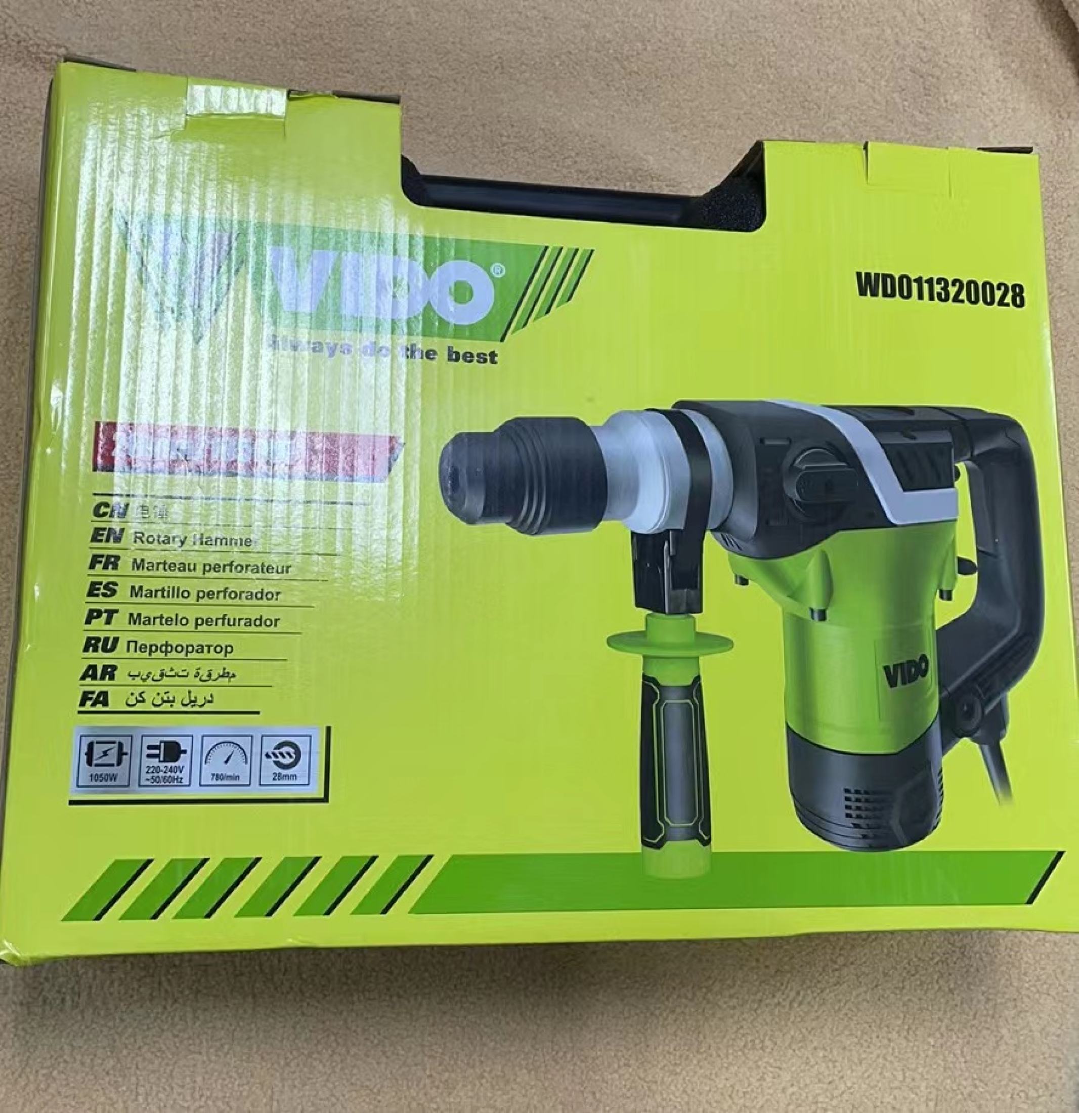 VIDO Original 1025W Concrete Heavy Duty Chipping Gun with Rotary Hammer
