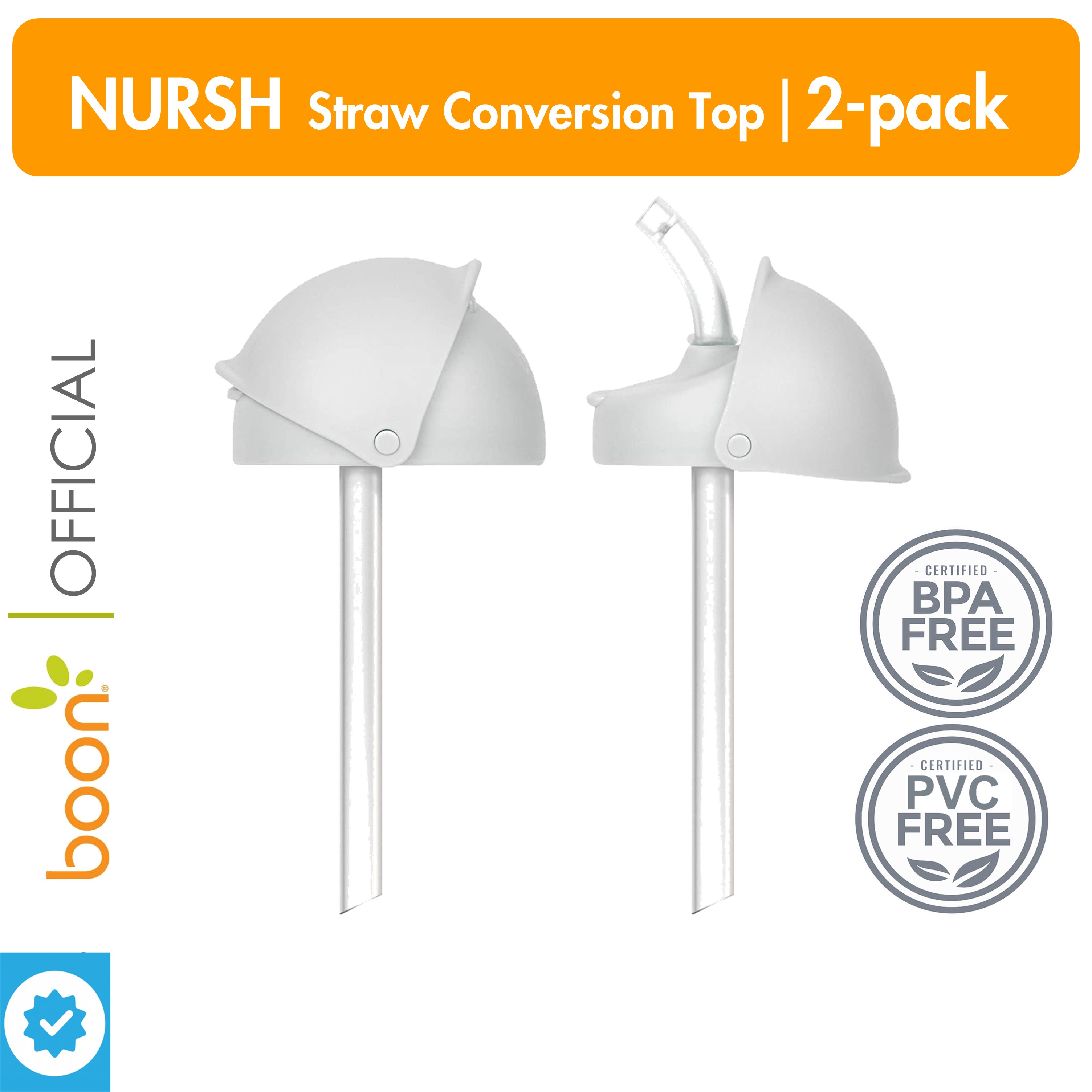 Boon Nursh Silicone Straw Conversion Top 2-Pack