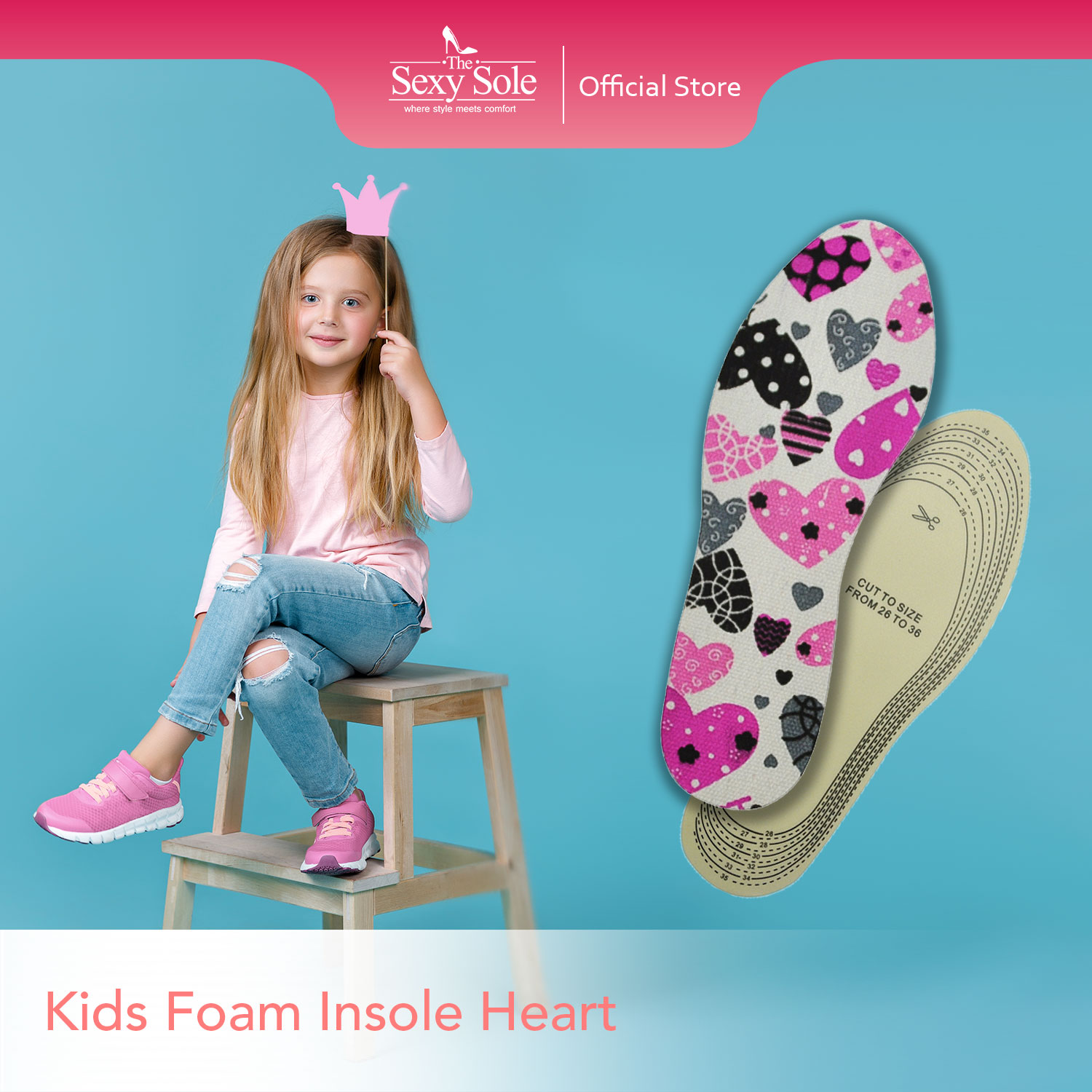 The Sexy Sole Kids Foam Insole Heart for Kids shoes insole shoe pad for