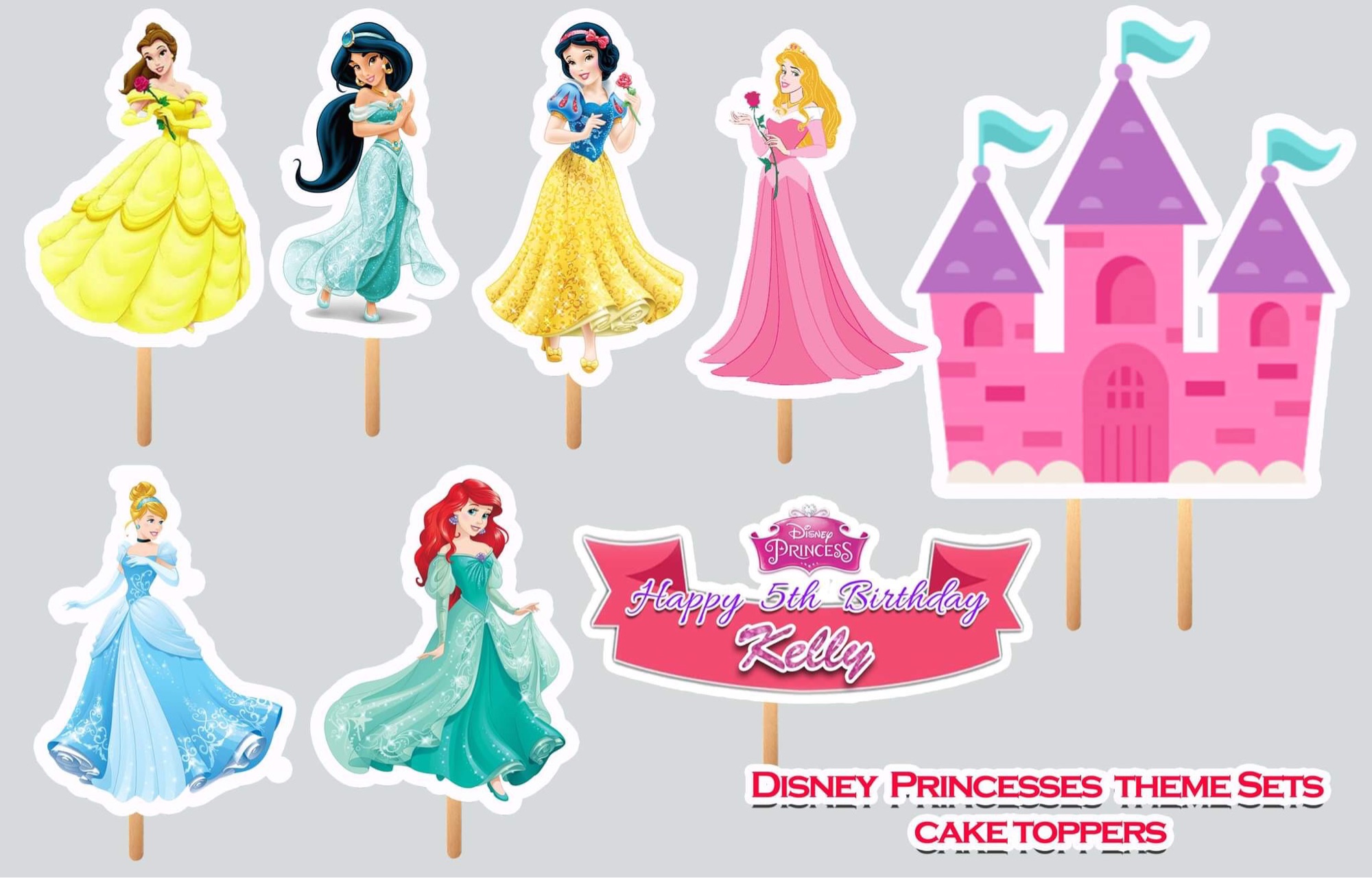 Set of 12 DISNEY PRINCESS Cup Cake Party Toppers Decorations Birthday 