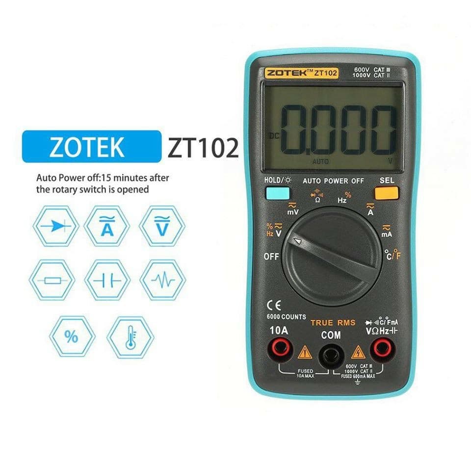 Multimetre,ZT102--fils de Test multimètre numérique professionnel, plage  automatique 6000 tension AC/DC, capacité de résistance à la