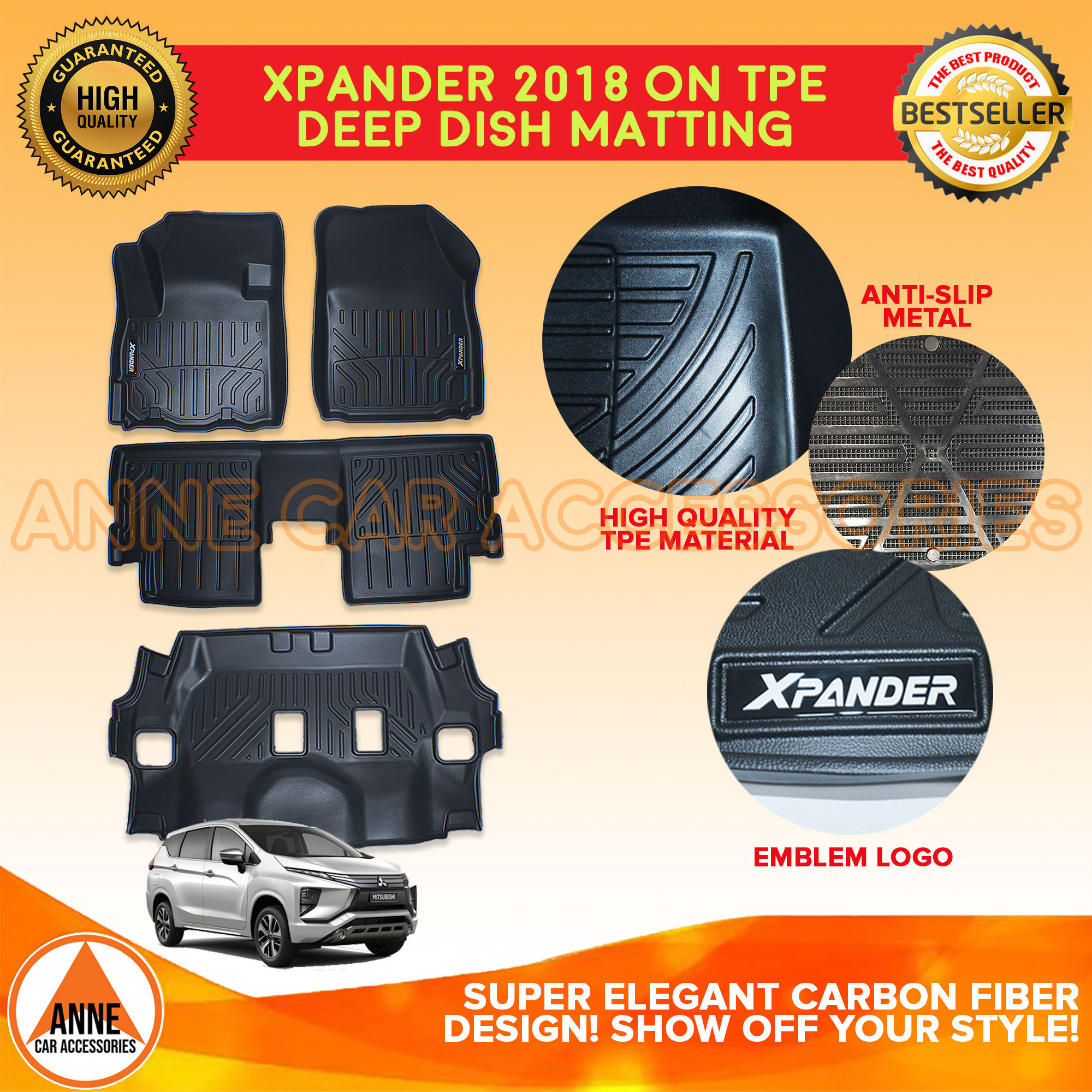 D Tpe Black Carbon Fiber Deep Dish For Mitsubishi Xpander Glx