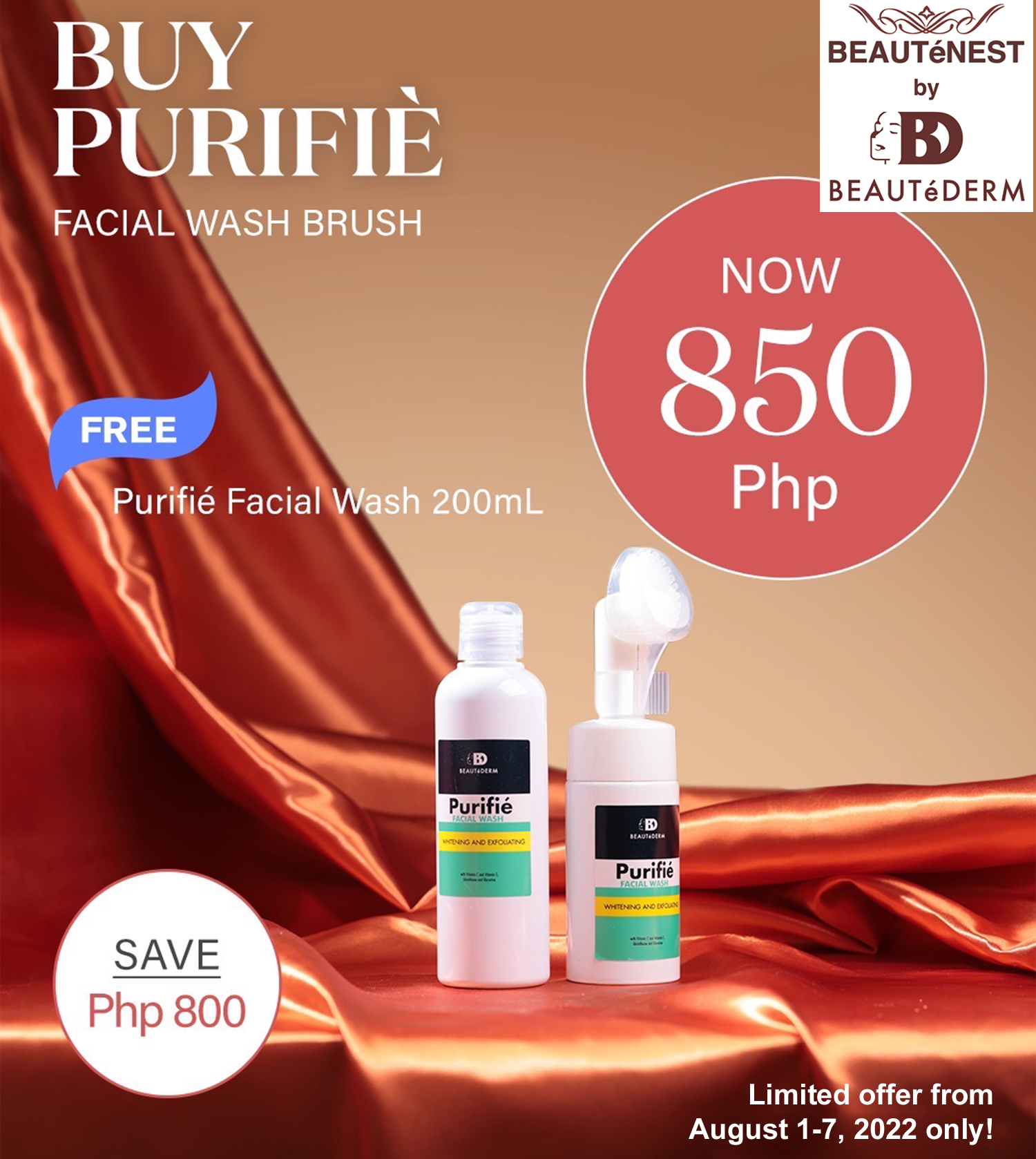 Beautederm Whitening and Exfoliating Purifie Facial Wash with Pump