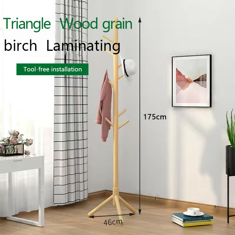 8 Hook Wood Coat Rack Solid Wood Wooden Coat Hat Rack 8 Hooks Coat