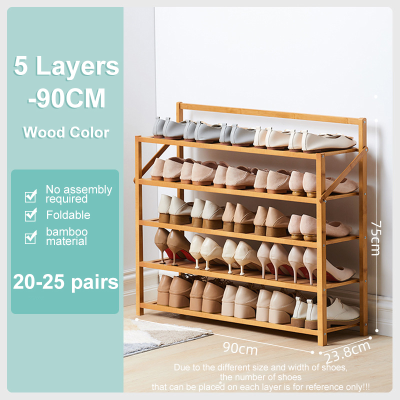 Bamboo Shoe Rack Organizer 2/3/4/5/6Layers Foldable Waterproof Living