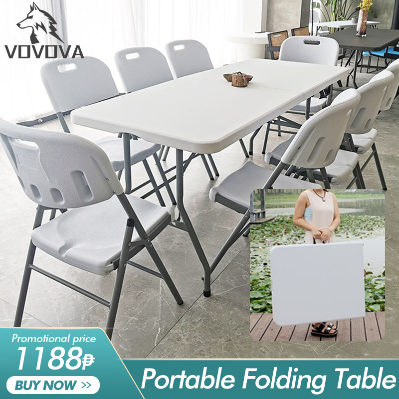 VOVOVA Dining Table Foldable Table 6ft 4ft Folding Half Table Outdoor