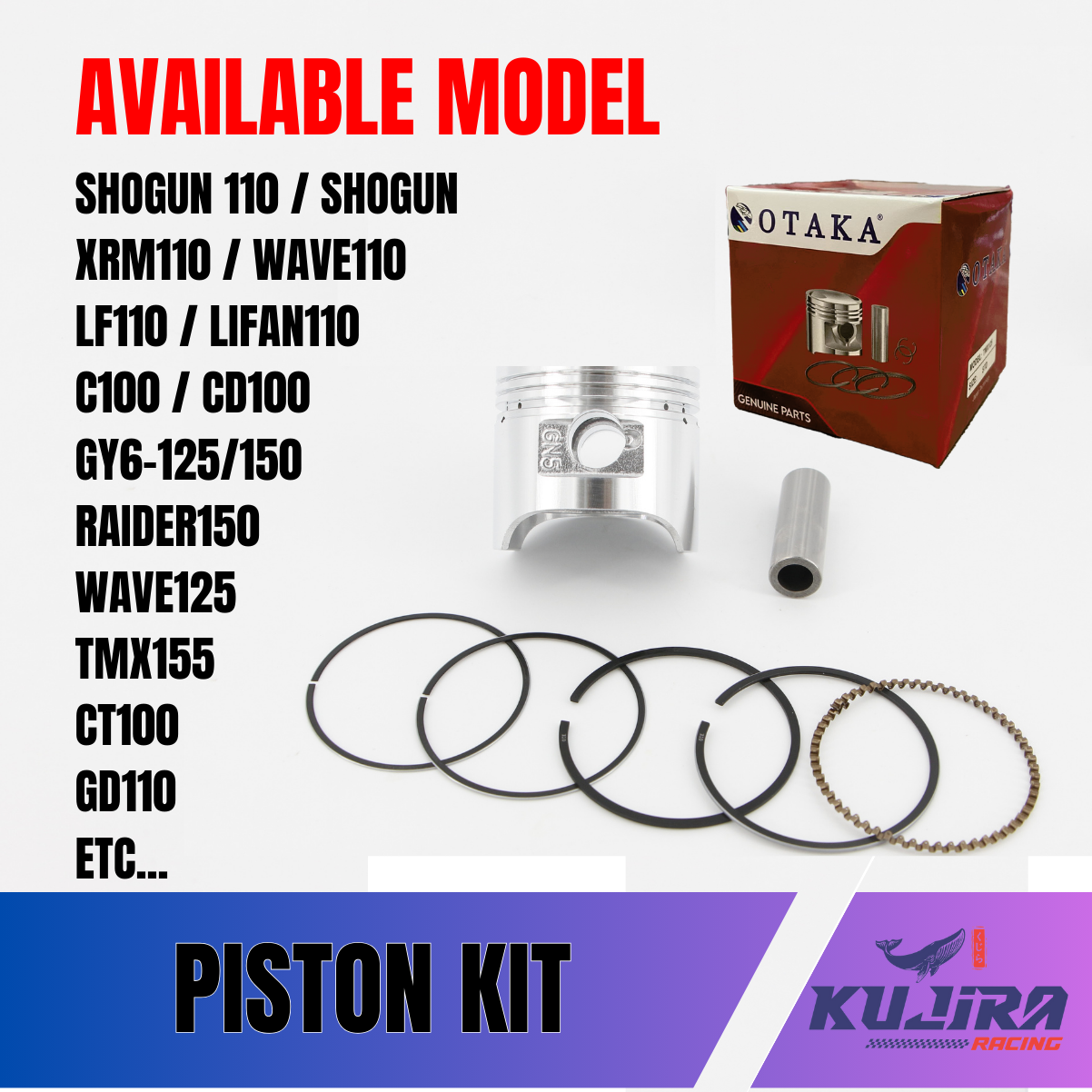 OTAKA PISTON SET MOTORCYCLE PISTON KIT STANDARD SIZE FOR LF110 / LIFAN ...