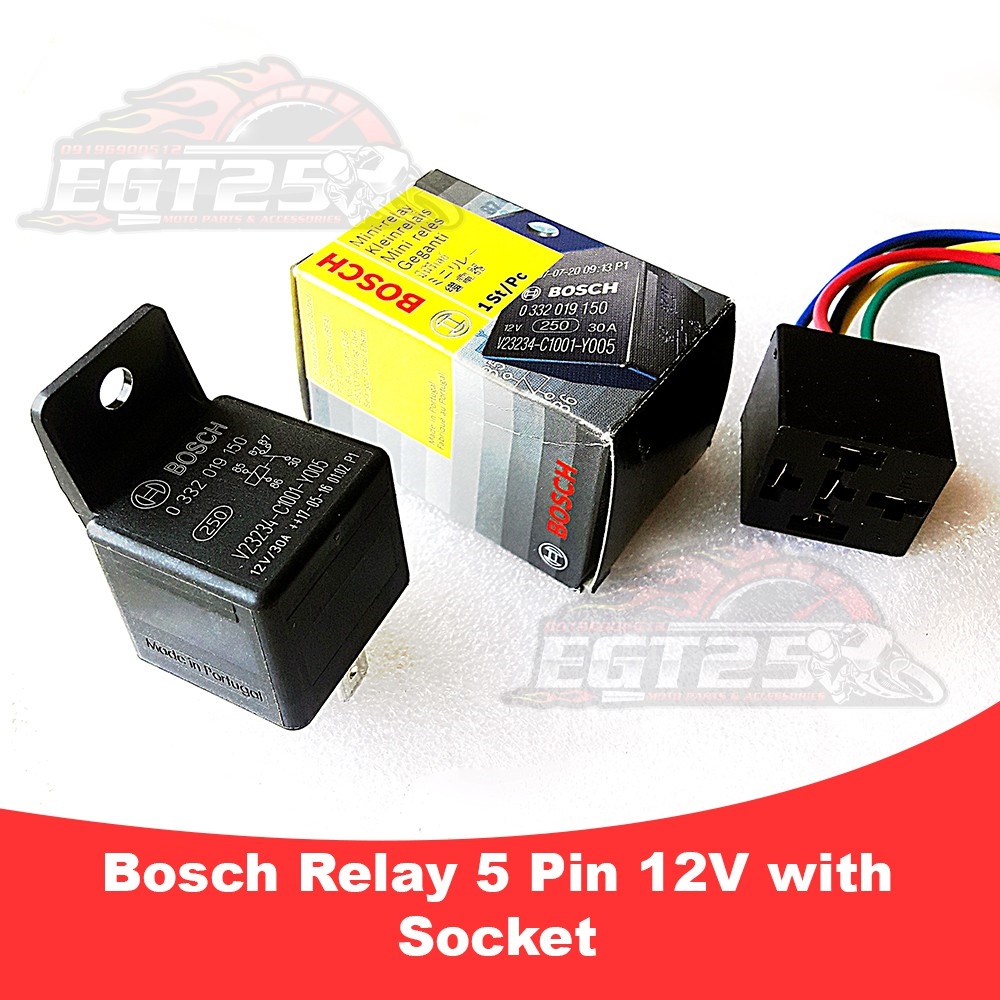 Bosch Relay 5 pin 12v 30A With Relay Socket (Horn Relay/aux Relay