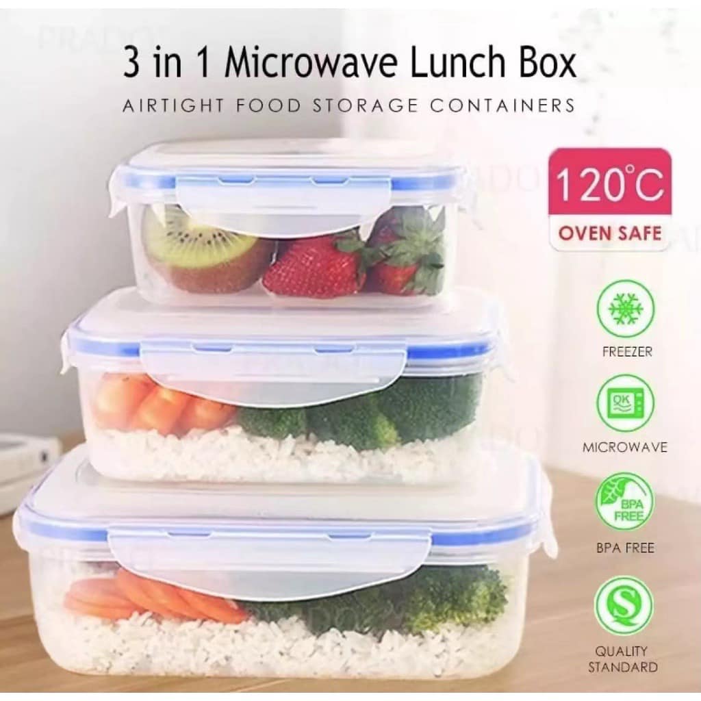 3in1 Rectangle plastic food container/Sealed clear storage/lunchbox