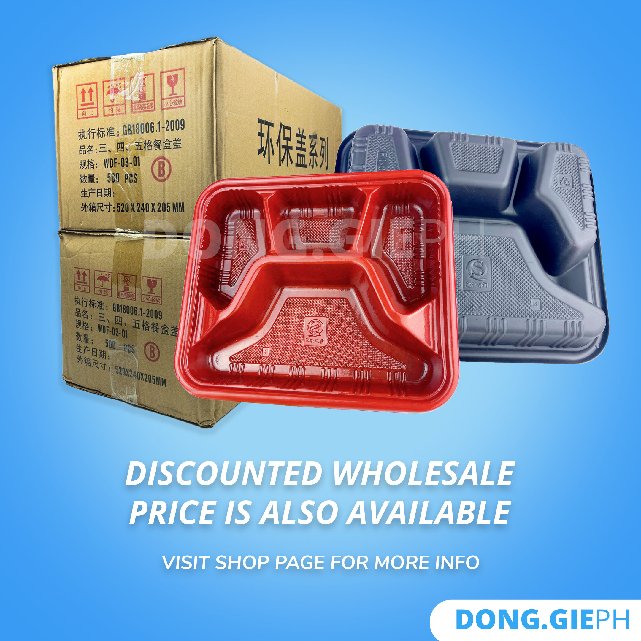 DGPH [25 PCS] 3-Division Disposable Bento Box with Plastic Lid (P9