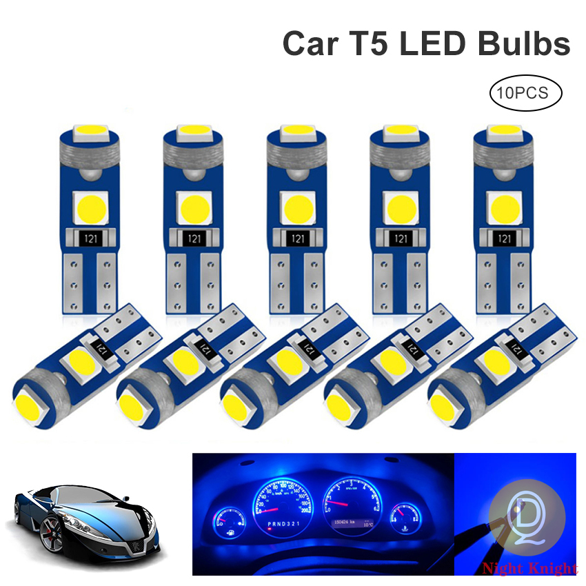 Bóng đèn Led 10 cái T5 W3W 3030 3SMD Led Canbus Đèn nội thất xe hơi Bảng điều khiển làm ấm Chỉ báo nêm Đèn cụ tự động 12V