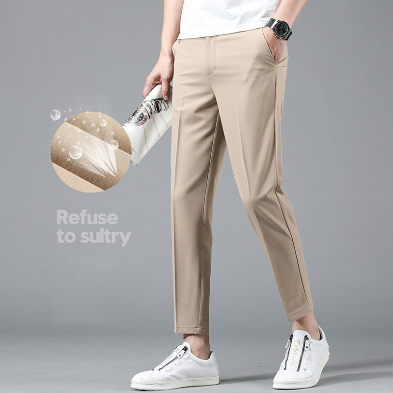 Men's Pants Plain Korean Slacks Fashion Office Suit Pants Casual ...
