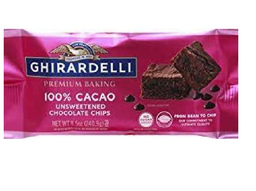 GHIRARDELLI 100 CACAO UNSWEETENED CHOCOLATE PREMIUM BAKING CHIPS 8.5oz