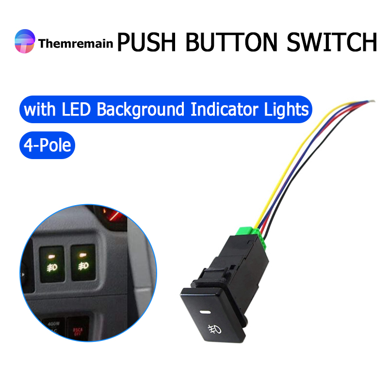 Push Button Map Light 4-Pole 12V Push Button Switch with LED Background Indicator Lights for ...