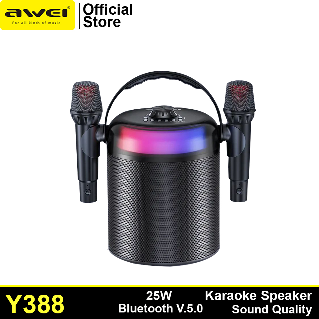 Awei Y388 Portable Bluetooth Speaker Karaoke 25W with 2 Wireless
