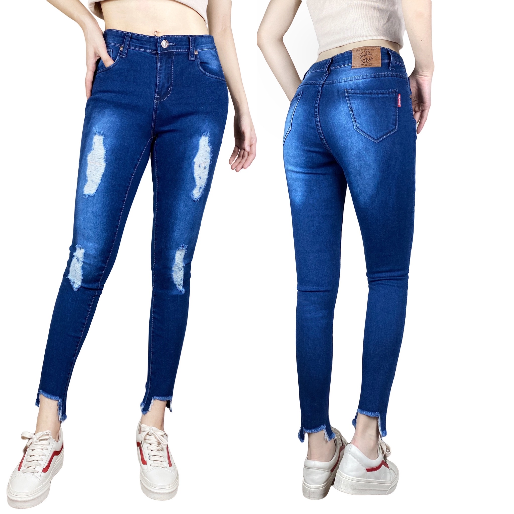 ripped jeans from ankle