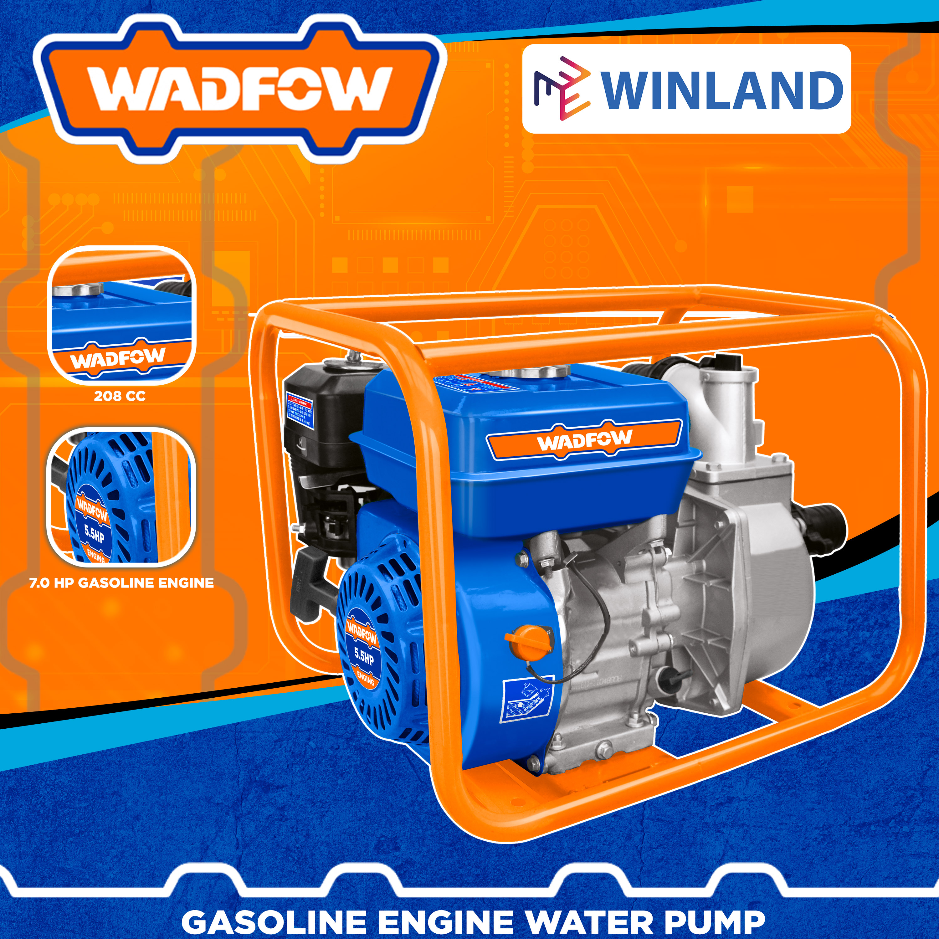 WADFOW by Winland 7.0HP Gasoline Engine Water Pump 2inches [ WGW1A21