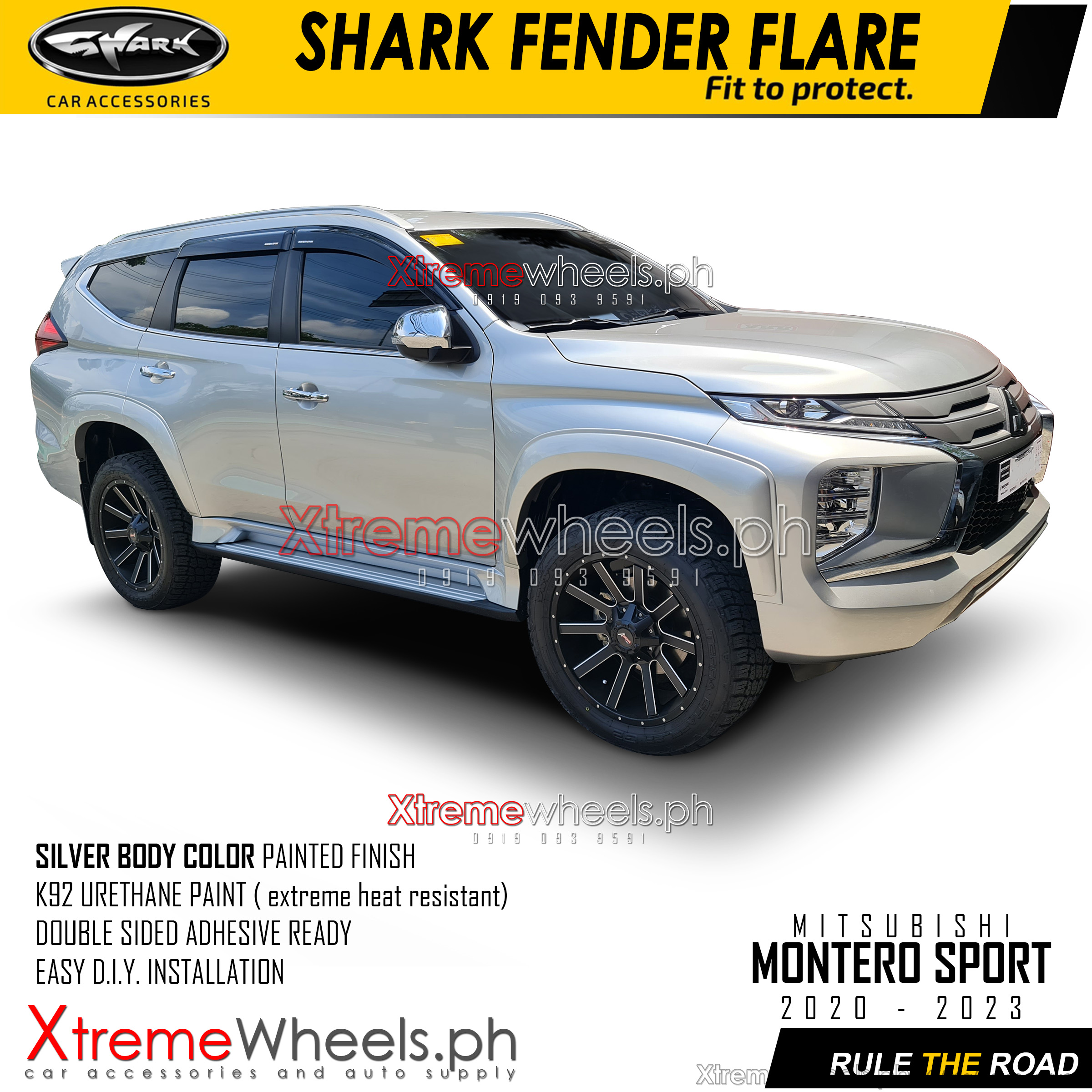 Mitsubishi Montero Sport 2020-2023 Silver Metallic Body Color Shark ...