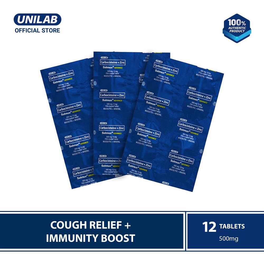 Unilab Solmux Advance 12 Tablets - Cough with Phlegm Medicine ...