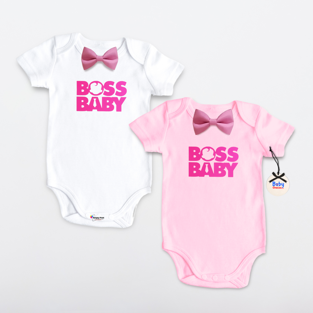 Boss Baby Girl Onesie with Pink Bow 0-12 months Cotton Newborn Infant  Frogsuit Baby Onesies PH