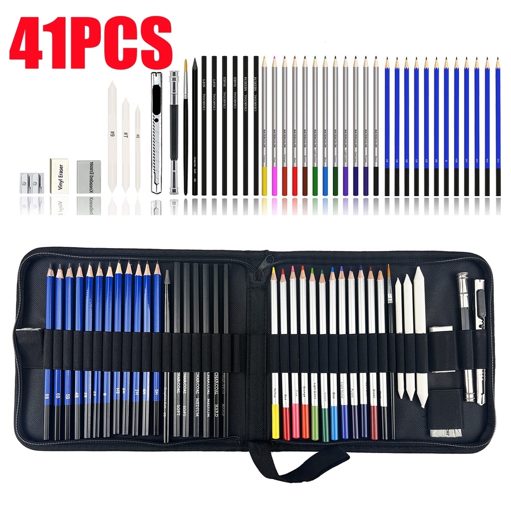 ❋41pcs Sketch Pencil Set Artist Craft Professional drawing Kit Graffiti  Portable Student Art Supplies♂