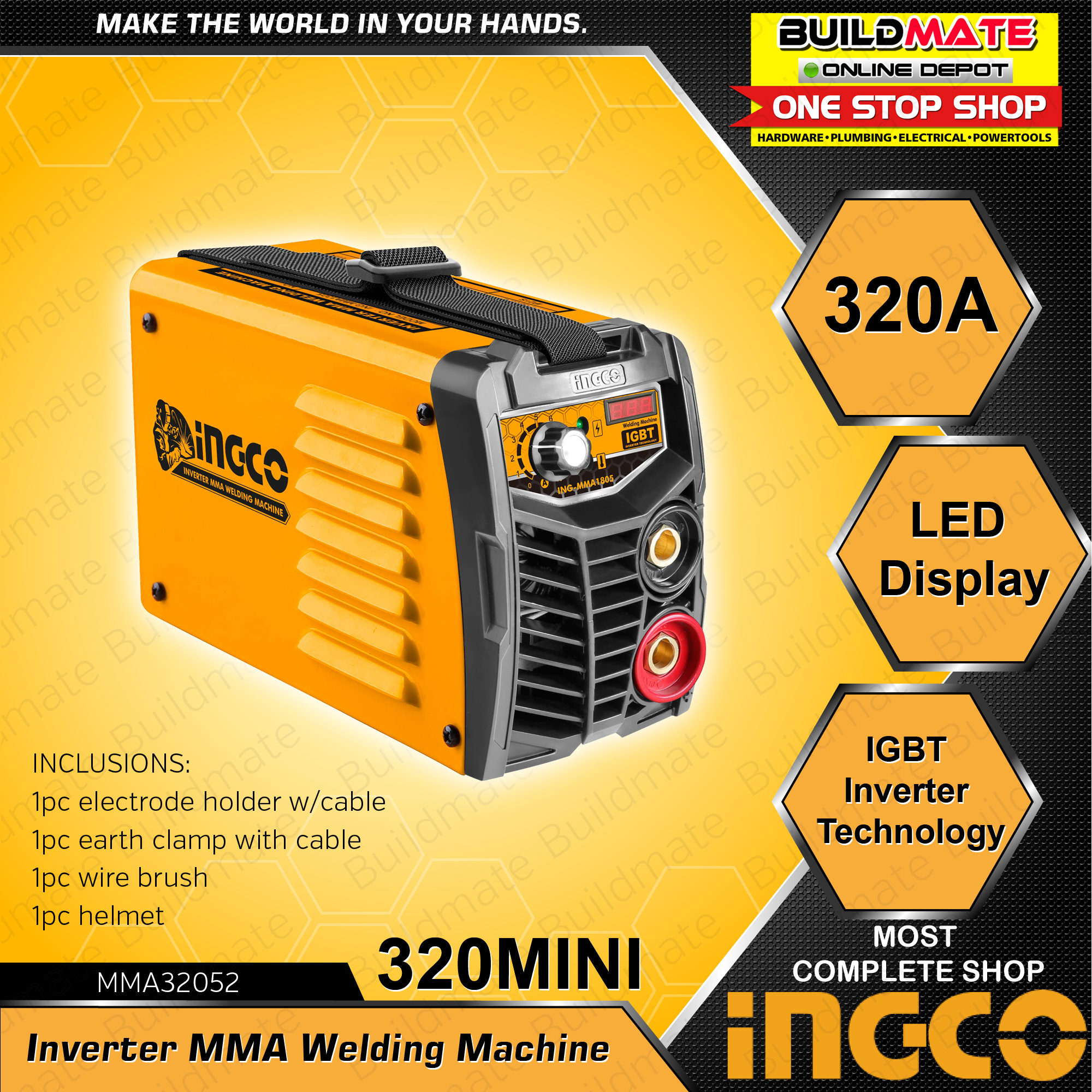INGCO 320A Inverter IGBT MMA Welding Machine 320MINI MMA32052